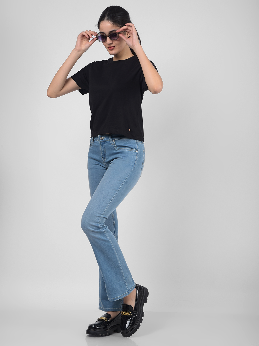 Numero Uno Women Solid Black Regular Fit T-Shirt